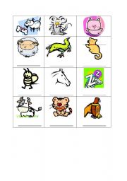 English Worksheet: animal bingo 4