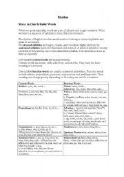 English Worksheet: Content and Function words