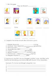 English Worksheet: simpsons family tree