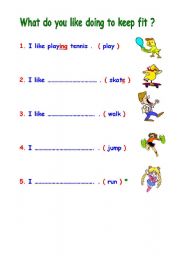 English worksheet: keeping fit