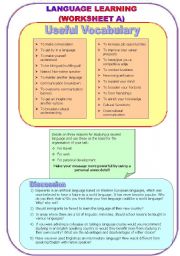 English Worksheet: LEARNING LANGUAGES (A)