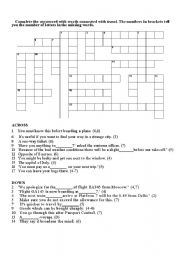 English worksheet: crossword for travel