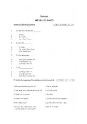 English worksheet: Are You a T.V Addict