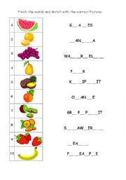 English Worksheet: FRUIT