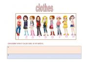 English Worksheet: Describe what each girl is wearing