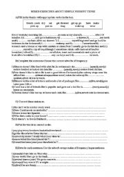 English Worksheet: mixed exercises on SIMPLE PRESENT TENSE