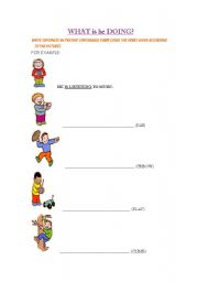 English worksheet: present continuous exercises