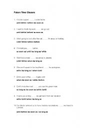 English Worksheet: future time clauses