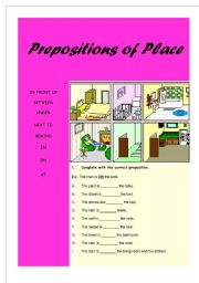 English Worksheet: Prepositions of Place.