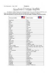 English Worksheet: Differences between American and British English (Teachers)