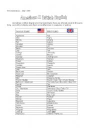 English Worksheet: Differences between American and British English (students)