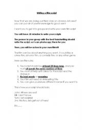 English Worksheet: Writing a film script