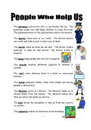 English Worksheet: People Who Help Us