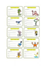 English Worksheet: Super student awards