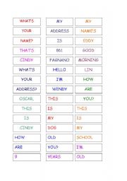 English Worksheet: Put the words in order -Cards ready to be print-