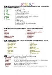 English Worksheet: Eating out vocabulary (Eat to live or live to eat - part 2)