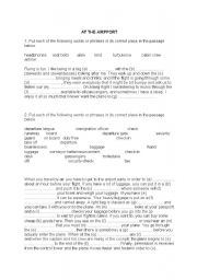 English Worksheet: AT THE AIRPORT - VOCABULARY EXERCISES