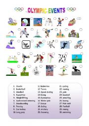 English Worksheet: Olympic events