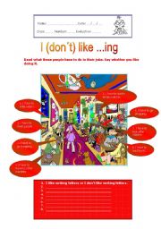 English Worksheet: I like (dont) like ...ing 