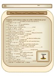 English Worksheet: Time Clause and Conditional Clause