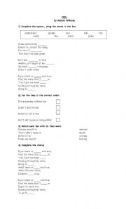 English Worksheet: Feel By Robbie Williams