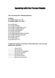 English Worksheet: Speaking with Present Simple