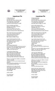 English Worksheet: Song: American Pie