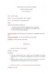 English Worksheet:  COUNTABLE AND UNCOUNTABLE NOUNS