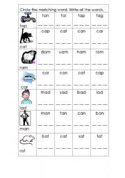 English Worksheet: Preliteracy: Matching words