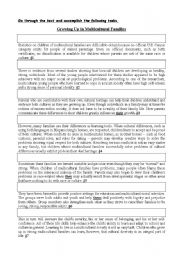 English Worksheet: living in a multicultural society