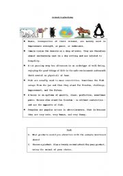 English Worksheet: Animals In Advertising