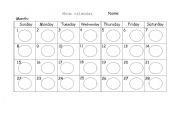 English Worksheet: moon calendar