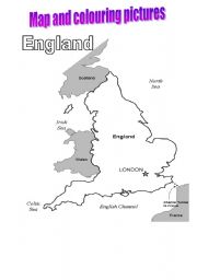 English Worksheet: Map of England and colouring pages ( 5)