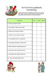 English Worksheet: bet on your grammar knowledge