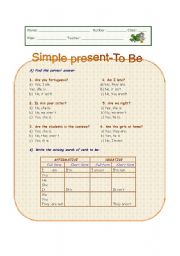 TO BE - Present simple