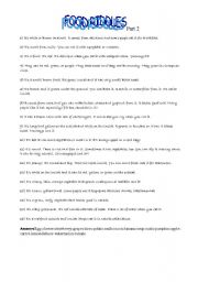 English Worksheet: FOOD RIDDLES - Part 2