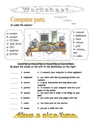 English Worksheet: computer parts