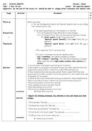 English Worksheet: the reported speech
