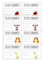 English Worksheet: reminders