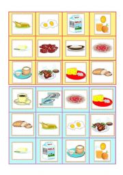 English Worksheet: Everyday food - bingo cards part I 