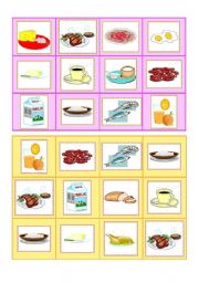 English Worksheet: Everyday food - bingo cards part II