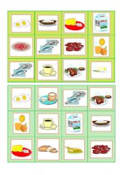 English Worksheet: Everyday food - bingo cards part III