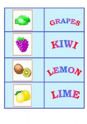 English Worksheet: Fruit and vegetables - domino set - part I