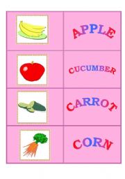 English Worksheet: Fruit and vegetables - domino set - part II