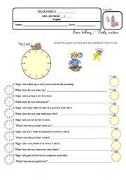 English Worksheet: Our daily routine, Tiger Aki and me