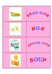 English Worksheet: Everyday food - domino set