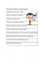 English worksheet: Adverbs