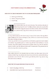 English Worksheet: mother`s day celebration