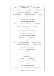 English worksheet: goodbye my lover