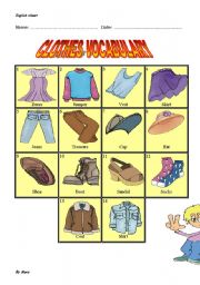 English Worksheet: CLOTHES VOCABULARY